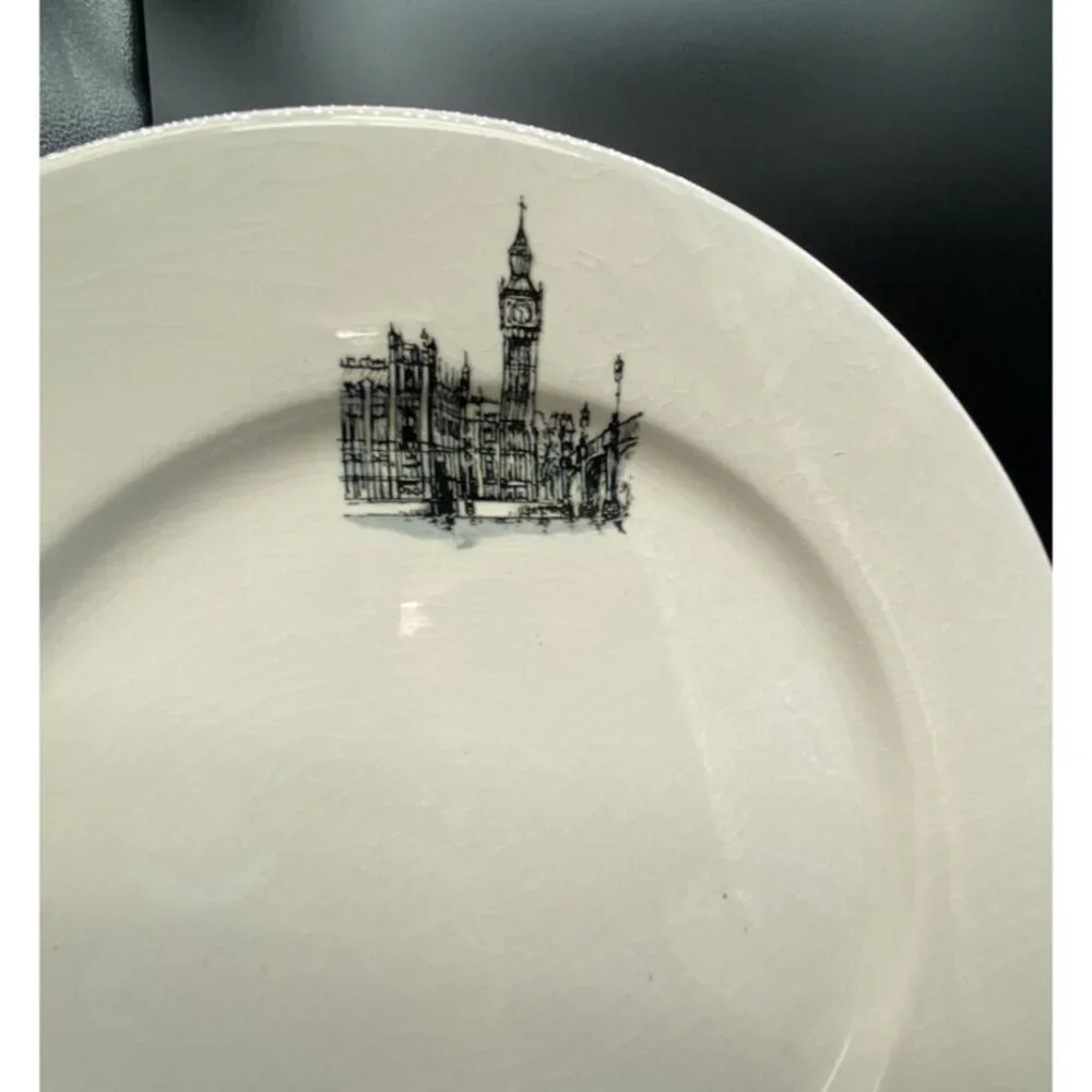 Kaysons Salad Plates 1966 Landmark Scenes 7 1/2” Eiffel & Big Ben LOT 3